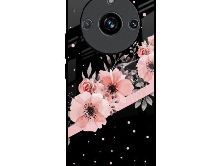 Floral Black Band Glass Case For Realme 11 Pro Plus 5G Sale