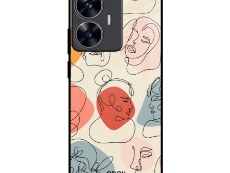 Abstract Faces Glass Case for Realme C55 For Cheap