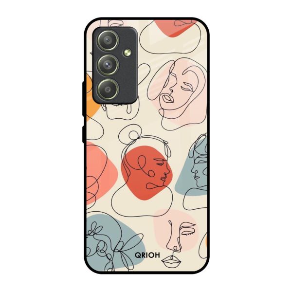 Abstract Faces Glass Case for Samsung Galaxy A54 5G Online