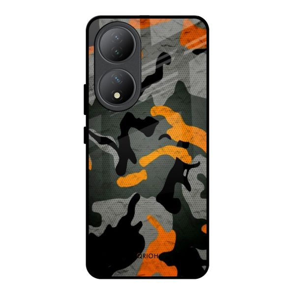 Camouflage Orange Glass Case For Vivo Y100 5G For Cheap